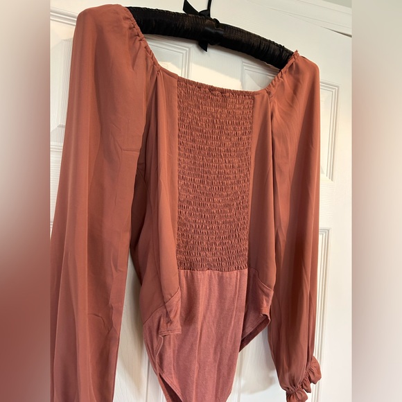 Women's Ruffled Rust Bodysuit - Picture 3 of 7